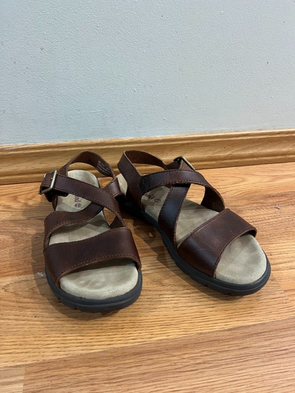 Timberland 90s Vintage Hadley X-Strap Brown Leather Sandals Women's Size 6.5